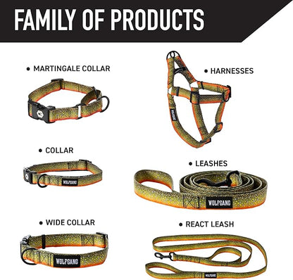 Wolfgang Heavy Duty Martingale Dog Collar with Quick Release Nylon Buckle for Walking & Training, BrookTrout Print, Large