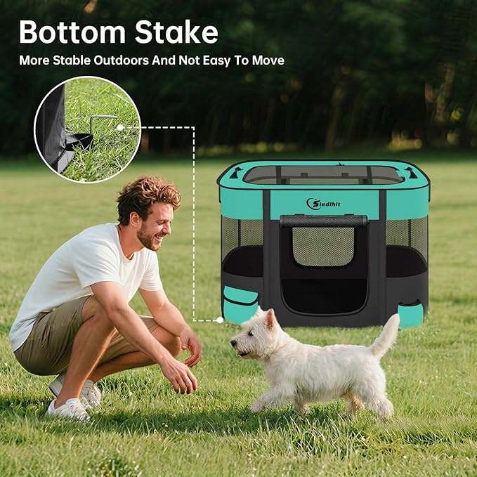 Dog Playpen,Cat Pet Puppy Pen,Portable Playpens for Dogs Indoor Outdoor Travel Camping Use,Foldable Dog Kennel Tent Crate for Rabbit Small Animals with Carrying Case (Green, Small)