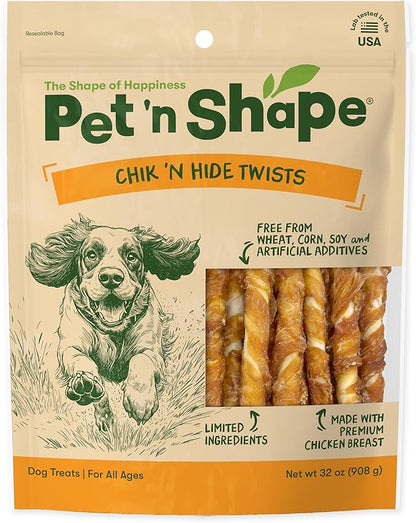 Pet 'n Shape Hide Twists – Chicken Wrapped Rawhide Dog Treats - Small Twist - 2 Pounds