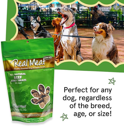 TRMC Real Meat Dog Treats - 12oz Bag of Bite-Sized Air-Dried Beef Jerky for Dogs - Grain-Free Jerky Dog Treats Made up of 95% Free-Range, Grass Fed Beef - All-Natural High Protein Dog Treats