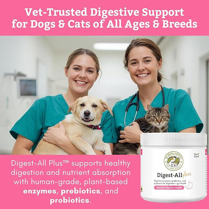 Wholistic Pet Organics Daily Cat & Dog Probiotics for Digestive Health, Anti Diarrhea & Gut Support - Probiotics for Dogs with Digestive Enzymes & Prebiotic Fiber - Cat Probiotic - 2 Oz - 57 Scoops