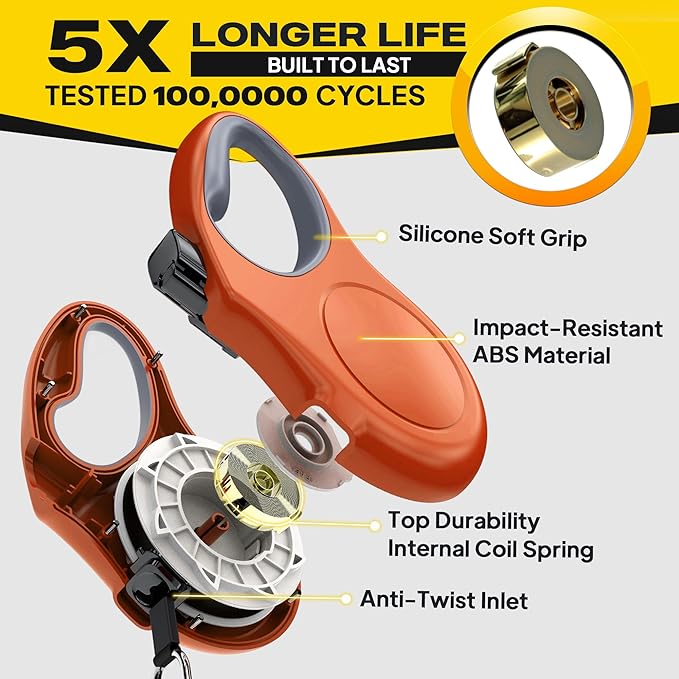 Fida Retractable Dog Leash, 16 ft Dog Walking Leash for Medium Dogs up to 44lbs, Tangle Free, Orange