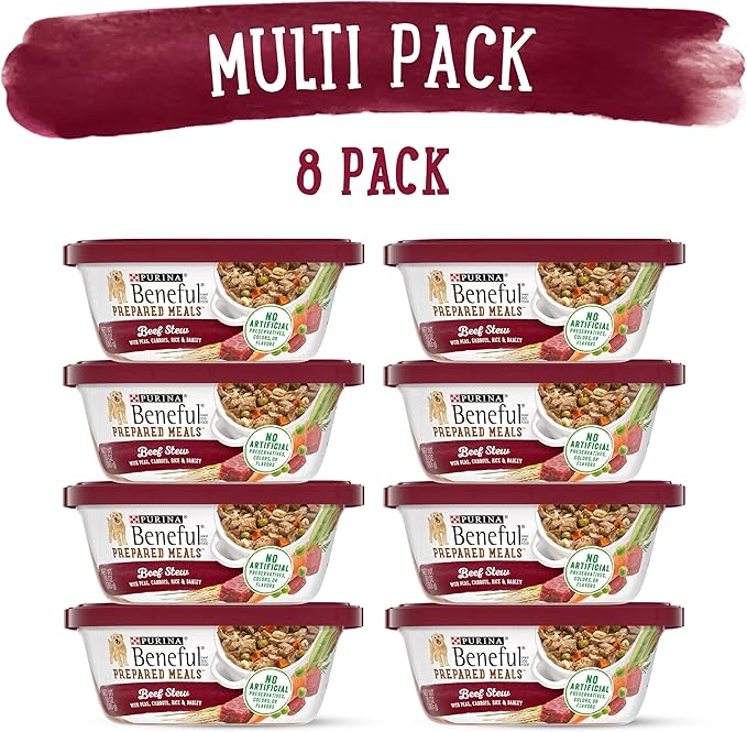 Beneful Purina Gravy Wet Dog Food, Prepared Meals Beef Stew - (8) 10 oz. Tubs (Pack of 2)