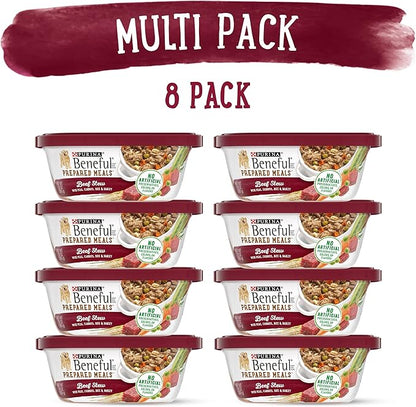 Beneful Purina Gravy Wet Dog Food, Prepared Meals Beef Stew - (8) 10 oz. Tubs (Pack of 2)