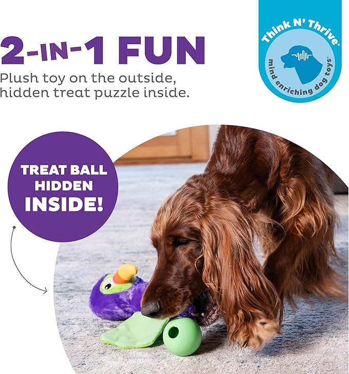 Outward Hound by Nina Ottosson Hide-Ablez Plush Dog Puzzle with Treat Ball, Toucan, Multicolored