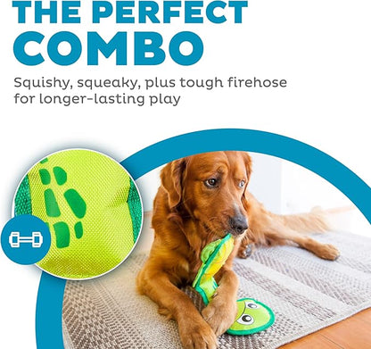 Outward Hound Fire Biterz Turtle Plush Firehose Material Interactive Dog Toy, Medium