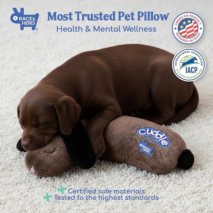 Race&Herd CuddleBun Heartbeat Puppy Toy Sleep Aid - Heartbeat Dog Toy, Dog Heartbeat Toy for Puppy Must Haves for Separation Pet Anxiety Relief Puppy Calming Aid, Dog Toys Behavioral Training (Cocoa)