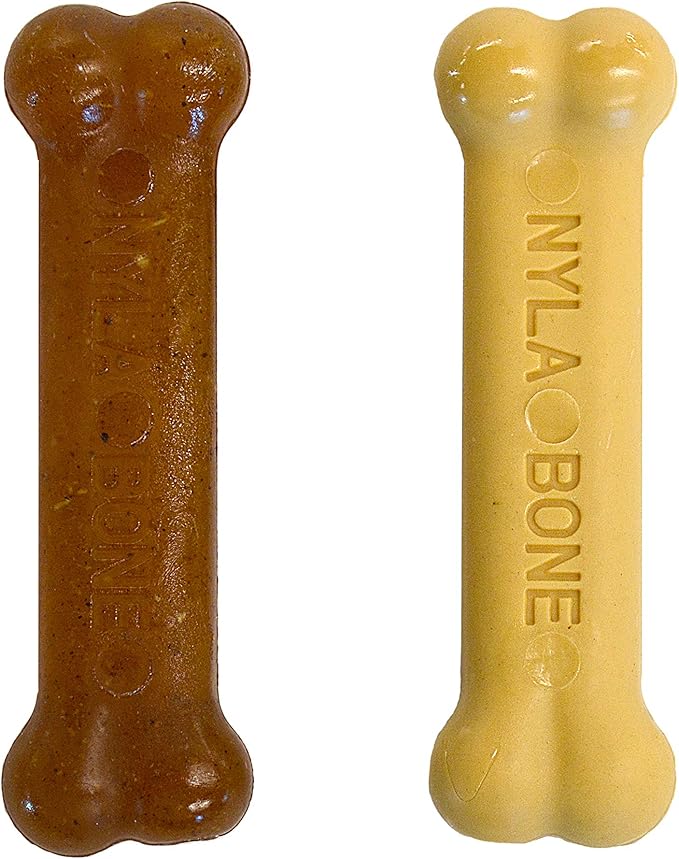 Nylabone New Puppy Starter Kit, Puppy Teething Toys, Chew Bones for Puppies, Peanut Butter & Chicken Flavor, X-Small Dogs - Up to 15 lbs., 2 Pack