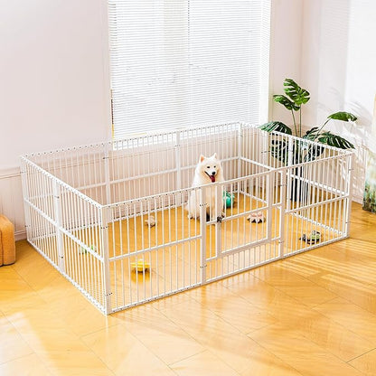 Dog Playpen - 32" Height Dog Pen, Heavy Duty Puppy Pen with Door, Safe & Sturdy, Easy Assemble for Indoor/Outdoor Pet Playpen