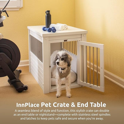New Age Pet ecoFLEX Pet Crate/End Table, Medium, Antique White, Model:EHHC404M