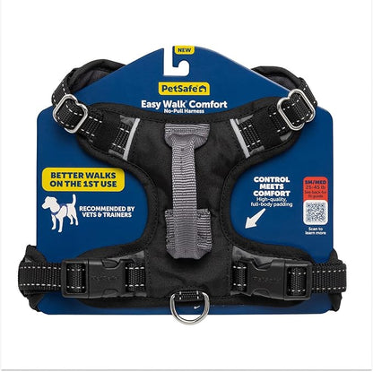 PetSafe Easy Walk Comfort No-Pull Dog Harness - Better Walk Training Harness - Full Body Padded Design - Durable Fabric - 5 Point Adjustable Fit - Everyday Leash Training - Black - Small/Medium