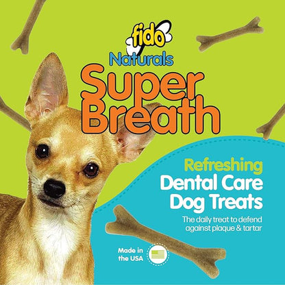 Fido - Super Breath Dental Care Bones for Dogs - 21 Treats/Pack (3 Pack) - Dog Dental Treats for Small Dogs, Made in USA, Dog Dental Chews Help Reduce Plaque, Tartar Buildup & Freshens Breath