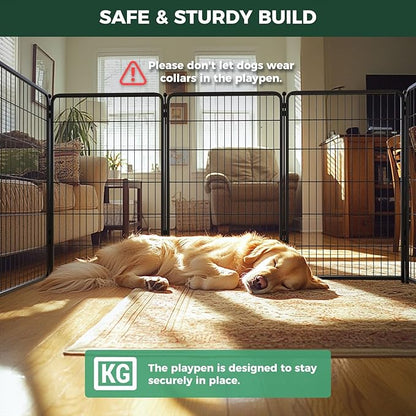 FXW Homeplus Unleashed Indoor Dog Playpen - Stress-Free and Safe Play, Heavy Duty 45 Inch 32 Panels Dog Pen for Large Dogs, Black│Patented
