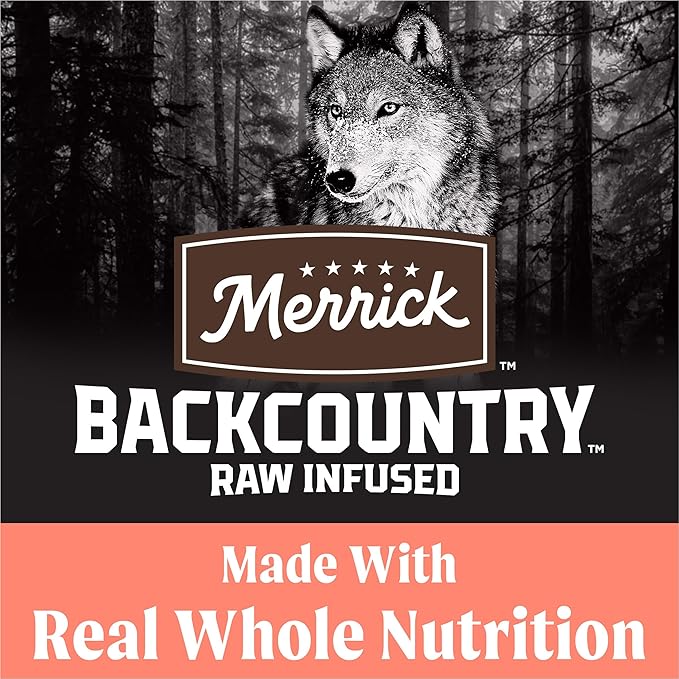 Merrick Backcountry Grain Free Dry Adult Dog Food, Kibble With Freeze Dried Raw Pieces, Pacific Catch With Salmon - 20.0 lb. Bag