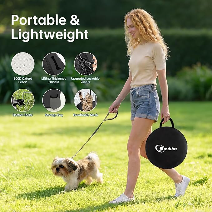 Dog Playpen,Cat Pet Puppy Pen,Portable Playpens for Dogs Indoor Outdoor Travel Camping Use,Foldable Dog Kennel Tent Crate for Rabbit Small Animals with Carrying Case (Dark Grey, Small)