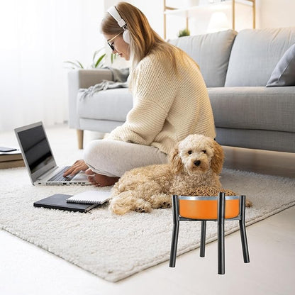 PROERR Lifted Dog Bowl Stand - Without Bowls, Single Raise Pet Food Table Adjustable Wide 7-11", Tall 10" - Bowl Stand Size Optional, Dog Bowls Holder Elevated for Small Medium Large Dogs Breed