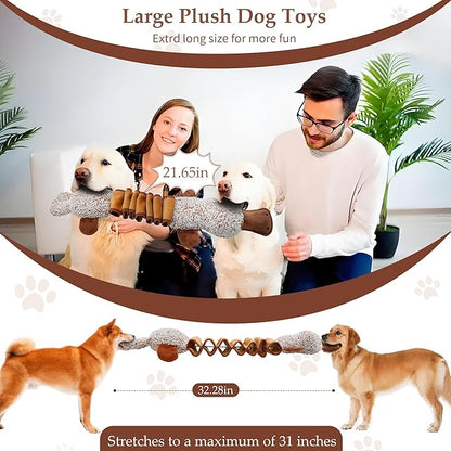 BUYPOW Squeaky Dog Toys, Interactive Tug of War Puppy Toys, Funny Plush Dog Chew Toys, Stuffed Dog Toys for Small,Medium and Large Dogs - Platypus
