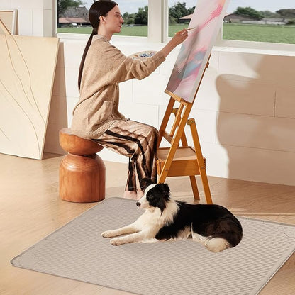 Pee Pads for Dogs, 34" x 22" Extra Large Reusable Silicone Mat, Washable Puppy Training Pads for Potty Training, Non-Slip, Leak-Proof, Indoor Floor Protection (Khaki)