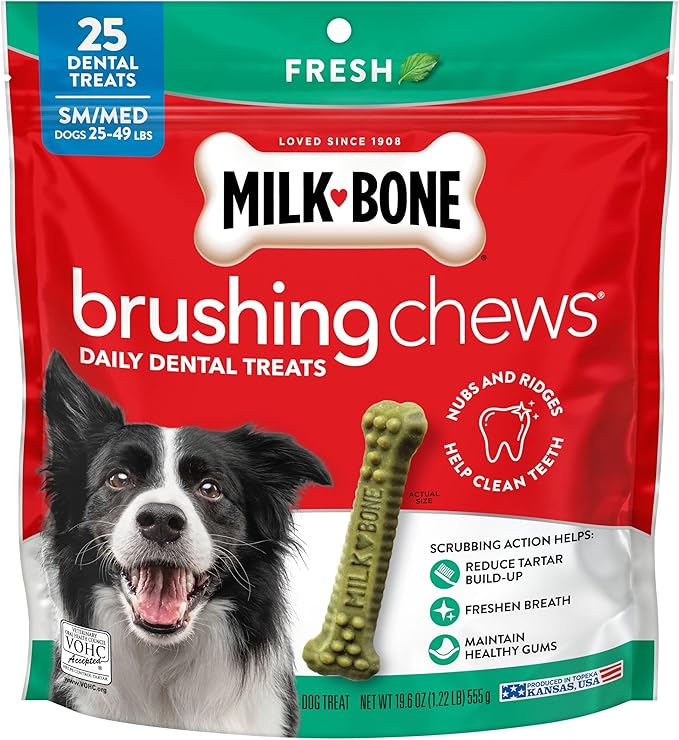 Milk-Bone Brushing Chews Original Chicken Flavor Daily Dental Dog Treats, Small/Medium, 19.6 Oz. Bag