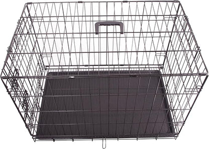 Durable, Foldable Metal Wire Dog Crate with Tray, Single Door, 30 x 19 x 21 Inches, Black