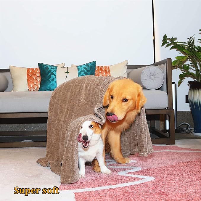 Dogvingpk Extra Large Dog Towel Super Absorbent Soft Microfiber Pet Bath Grooming Towels for Drying Dogs and Other Pets (XL-55" * 36", Brown)