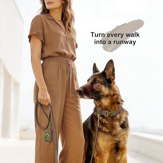 Didog Soft PU Leather Dog Collar, Stylish Quick Released Dog Collar for Large Dogs, Easy Clean Adjustable Pet Collar for Daily Walking, Brown, XL Fit 20-26" Neck