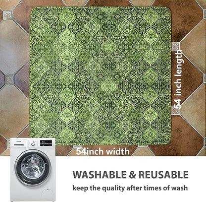 nunubaby Washable Pee Pads for Dogs, Stylish, Non-Slip and Leak-Proof Pee Pads. Reusable Potty Pads for Dogs for Crates and Floors.(Green/Multi, 54" x54" )