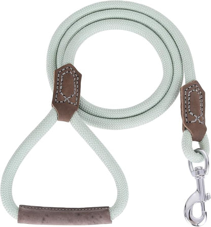 Mile High Life | Premium Leather Dog Leash | Strong Rope Leash | Leather Handle | Zinc Alloy Strong Clasp | Small Medium Large Dogs | 4/5/6 Feet(Green, 72 Inch (Pack of 1))