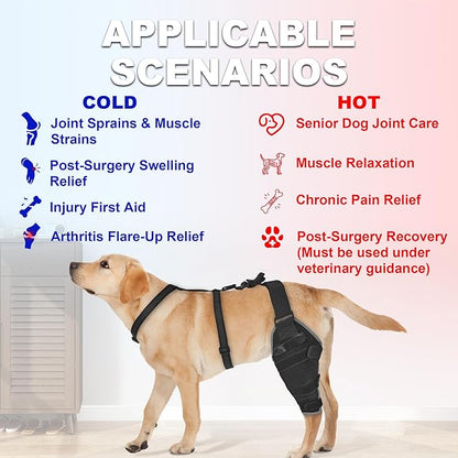 Dog Knee Brace for ACL Tear, Hot/Cold Compress Rear Leg Support, Senior Dog Knee Support with Ice Pack for Joint Dysplasia & Ligament Injuries, Rear Left Leg, M