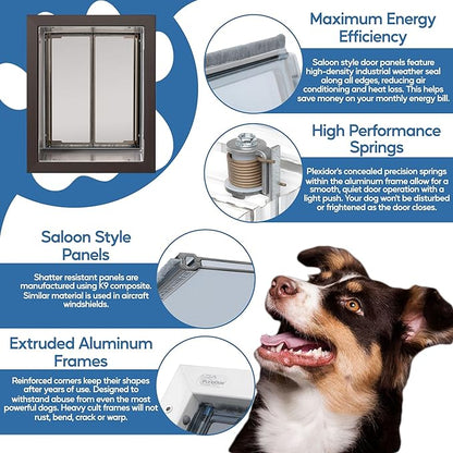Plexidor Wall Mount Pet Doors for Cats and Dogs - Energy Efficient Pet Freedom - Bronze