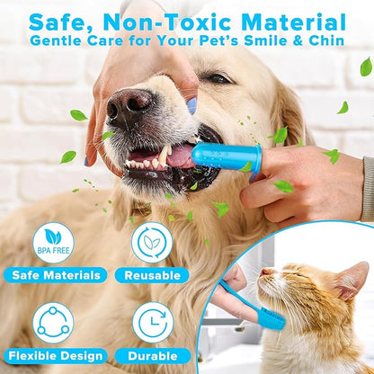 Augwind 6PCS Pet Grooming Kit for Dogs,Cats and Horses | Dog Washing Gloves | Dog Bath Brush | Dog Bath Gloves | Dog Shampoo Brush | Pet Grooming Gloves | Dog Bath Supplies (Light Blue)