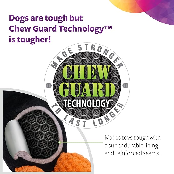 TrustyPup Tough 'N Fun Dragon Squeaky Plush Dog Toy, Chew Guard Technology - Purple, One Size (71149)
