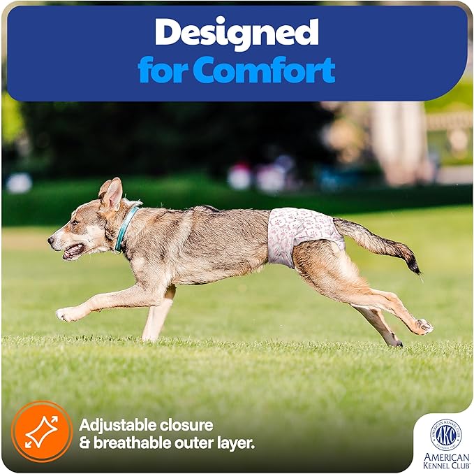 American Kennel Club Female Dog Wrap, Disposable Diapers with Wetness Indicator, Small, 50 Count
