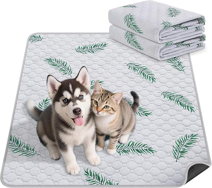 WanpeeGoo Washable Pee Pads for Dogs, 2Pack Reusable Puppy Pads, Super Absorbent & Leakproof Dog Pads, Anti-Slip Dog Pee Pads for Puppy Training & Incontinence, Leaf Pattern 24"x36"