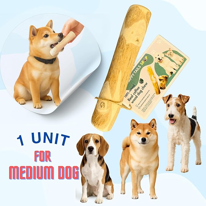 Set of 1 Coffee Wood Dog Chew Stick Toy for Dog, Natural and Real Wooden Bone Sticks for Pets, Safe Dental Cleaning Chews, Pets Health, Teeth Cleaning and Relieve Stress (Medium)