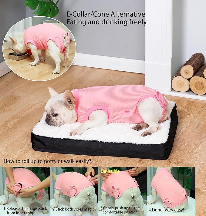 Recovery Suit for Dogs,Dog Cone Alternative Zipper Surgery Suit Female Spay,Soft Dog Surgery Suit for Anti Licking,Breathable Surgical Suit for Dogs Female Spay