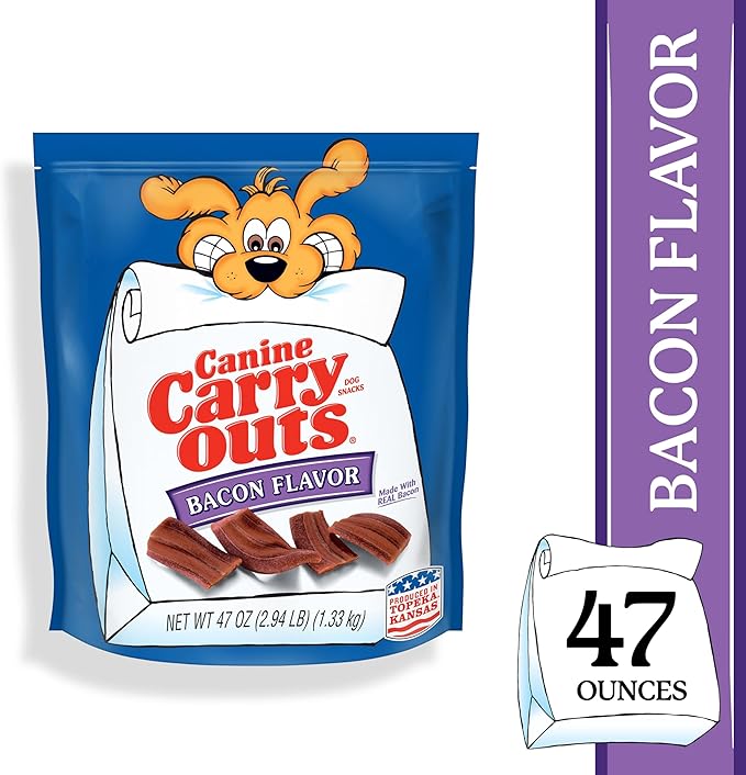 Canine Carry Outs Dog Treats, Bacon Flavor, 47 Ounce, Made with Real Bacon (Pack of 2)