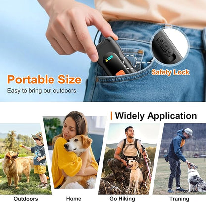 Dog Bark Deterrent Devices Anti Barking Device for Dogs Ultrasonic Bark Stopper Portable Dog Training Tool Indoor Outdoor Up to 50ft Correct Bad Behavior of Own or Neighbor's Dog (Black)