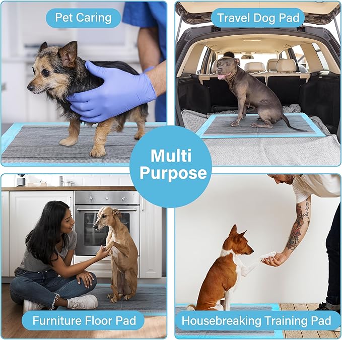 FluffyDream Ultra Charcoal Dog Training Pads with Leak-Proof Quick-Dry Urine Odor Design for Potty Training,23"X23"(40PCS) Improved Quality Pee Pads for Dogs, Super Absorbent Disposable Underpads