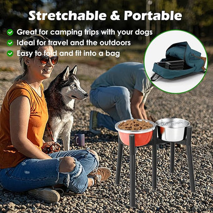 Raised Dog Bowl Stand for Large Dogs, Adjustable Width 7-10.6, 13.7 inch Tall Dog Food Water Stand,Bowl Not Include