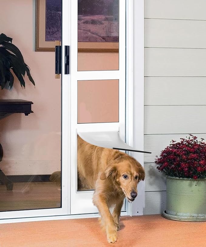 Dog Door for Sliding Glass Door - Large Doggy Door for Sliding Door Dog Door Insert - 78 3/8 Inch to 82 1/2 Inch Height Adjustable Pet Door with Lock - Openning Size: 11" W x 15.7" H