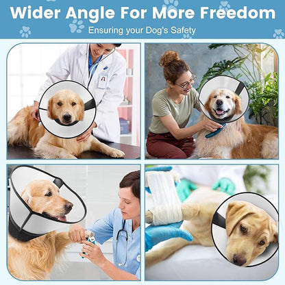 Upgraded Dog Cone Collar After Surgery, Soft Breathable Pet Recovery Collar with Double-Layer Design and Support Plate, Adjustable Dog Cone Collar for Large Medium Dogs, Elizabethan Collar（Black，M）