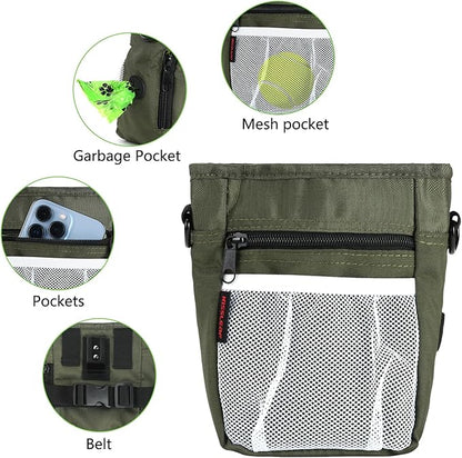 kissleaf Dog Treat Pouches for Pet Training with Magnetic Closure Treat Pouches for Pet Training,Large Dog Treat Training Pouch and Dog Clicker,Training Treat Pouch Built-in Poop Bag Dispenser-Green
