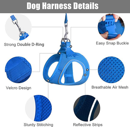 PetiFine Cat Harness and Leash Set,Escape Proof Kitten Harness Reflective,Soft Lightweight Puppy Harness for Walking and Travelling(XXS, Baby Blue)