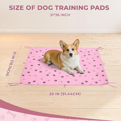 Fostanfly Washable Pee Pads for Dogs, 2 Pack Large 31"x36" Ultra-Absorbent and Leak-Proof Non-Slip Reusable Potty Training Pads for Dogs, Cats, Puppy, Potty of Add 8 Lanyards, Pink