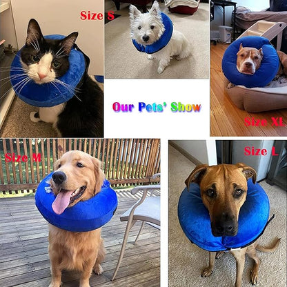 Katoggy Inflatable Dog Cone Collar for After Surgery, Doggie Neck Blow up Donut Recovery ECollar, Soft Adjustable Dog Cone for Small Medium Large Dogs and Cats
