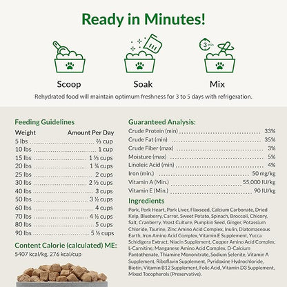 ULTIMATE PET NUTRITION Nutra Complete Freeze Dried Raw Dog Food, Veterinarian Formulated with Antioxidants, Prebiotics & Amino Acids (3 Pound, Pork)