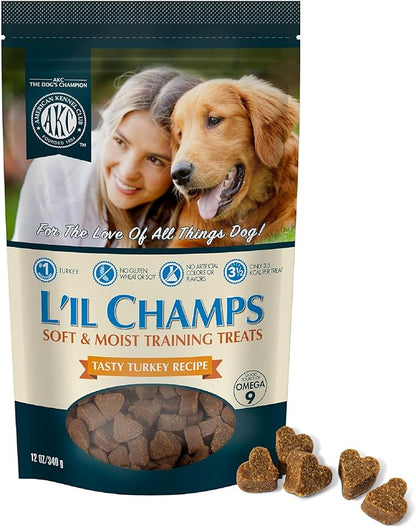 American Kennel Club Lil Champs Soft & Moist Training Treats, Turkey Flavor, All Breed Sizes, 12 Ounces