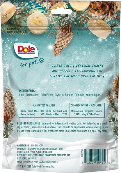 Dole for Pets Dog Biscuits Banana Blizzard Winter Flavor, Real Fruit Flavor Vegan Crunchy Treats, No Wheat Corn Soy or Artificial Additives, Bite Size Training Snacks for Dogs, 7 Oz