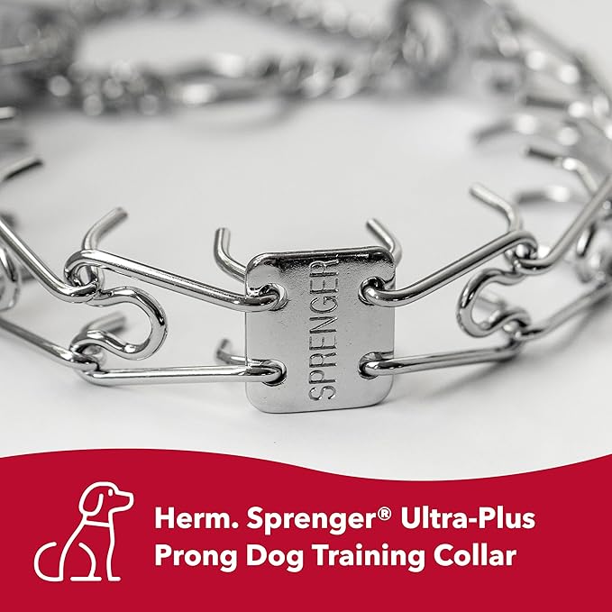 Herm Sprenger Chrome Plated Prong Dog Training Collar Ultra-Plus Pet Pinch Collar with Swivel No-Pull Collar for Dogs Made in Germany, 16in x 2.25mm